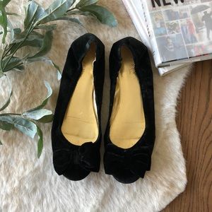 Ralph Lauren black velvet flats with bow